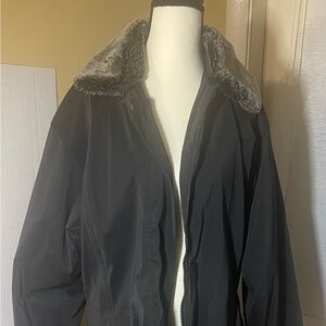 Women's Vintage Misty Harbor Black Jacket Faux Fur Collar Lined Size Medium